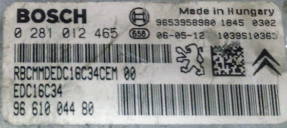 PSA 0281012465 9661004480 BEZ IMMO przygotowany w SDK Блок керування двигуном 0281012465 9661004480 БЕЗ IMMO