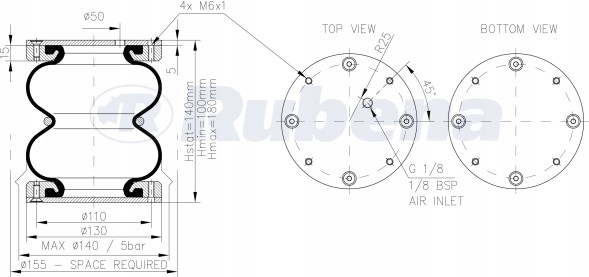 MTT System 0026 Пневмоподушки для Nissan Cabstar 2006-2017, пневматична підвіска