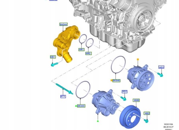 Ford OE KK2Q-8501-AC Водяний насос 2.0 ecoblue custom 19- transit 19- 2650930 kk2q-8501-ac oe