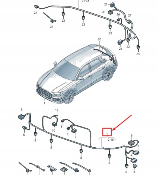 Audi OE Q8 4M 4M8971095AG 4M8971095 AG 5Q0919 323232 Audi Q8 4MN Зв'язка Кабелі Установка Бампер Фронтальний PDC 4M8971095AG