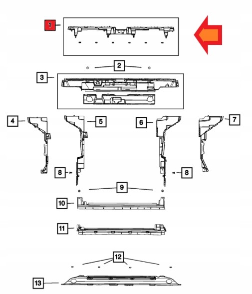 Mopar JEEP COMPASS 21 - КРІПЛЕННЯ КРИШКИ НАКЛАДКИ РЕМЕНЯ РАДІАТОРІВ 2.0Т 68453528AA