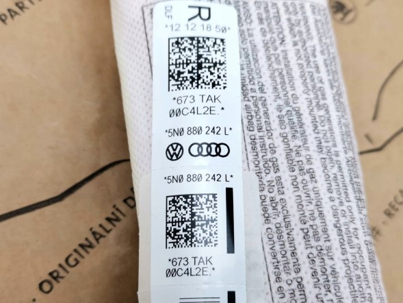 Volkswagen OE 5N0880242L, DWP458333OE Подушка безпеки airbag VW Tiguan 5N0880242L
