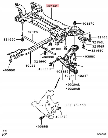 Mitsubishi OE ПЕРЕДНІ САНИ MITSUBISHI LANCER VIII (CY_A, CZ_A) 4000A124 35434244 2.0L
