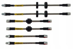 PHU DONOCIK ZPET-1109 Przewody hamulcowe elastyczne teflonowe w oplocie stalowym VW GOLF 2 Jetta Sirocco Caddy - Modele z hamulcami tarczowymi na osi tylnej Провід гальмівний гнучкий тефлоновий в сталевому обплетенні VW GOLF 2 Диски