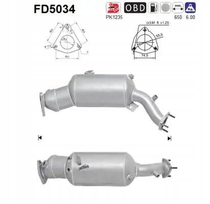 AS FD5034 Сажовий фільтр fap dpf fd5034 as audi