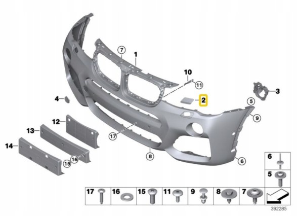 BMW OE 51118064137 BMW X3 F25 X4 F26 M Пакет заглушок омивачів