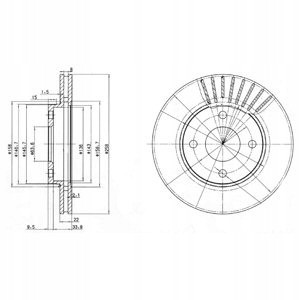 Delphi BG3359,LP1469 Передні диски та колодки DELPHI FORD FIESTA V 1.4 16