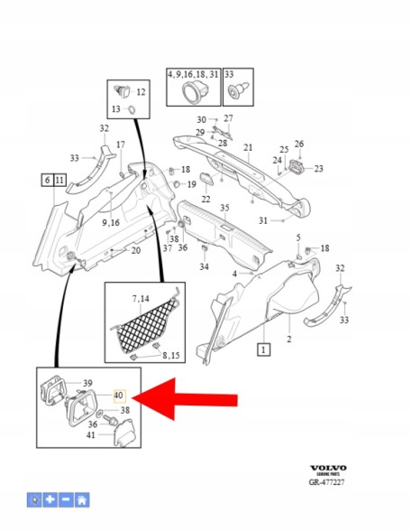 Volvo OE РАМКА КРІПЛЕННЯ СІТКИ БАГАЖНИКА VOLVO S60 XC60 2018- OEM/OE 39838517
