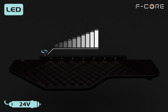 F-CORE FT47 BLACK/RED Полиця полиці для приладової панелі TIR DAF CF 01.13- Довга світлодіодна панель 24V скай