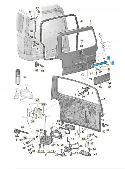 Volkswagen OE 7E0827329F9B9 Задня світлова планка (оригінал VW)