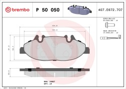 P50050 BREMBO Комплект гальмівних колодок з 4 шт дисків