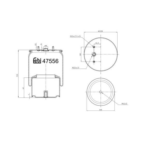 AD BRAKE VIC-364157 Пневматична подушка підвіски для DAF CF, XD, XF 106, XF II, XG, XG+