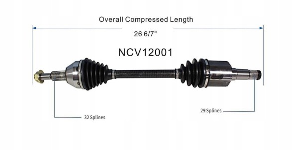 GSP CV12001 ПЕРЕДНИЙ ВАЛ CHRYSLER PACIFICA 2007-2008 р.в