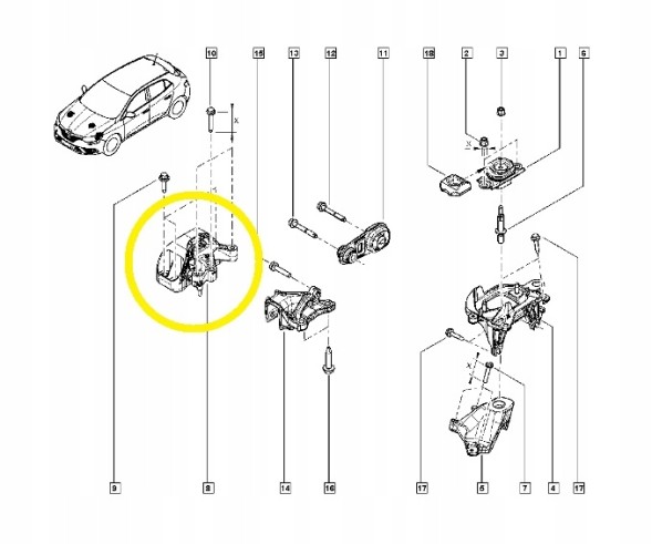 Renault OE 113757824R Оригінал renault лапа подушка двигуна megane iv scenic iv talisman 1.5dci