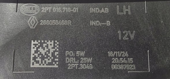 Renault OE 266058468R RENAULT ORYGINAŁ Нова орг лампа для денного водіння led drl ліва renault captur ii lift 2024-