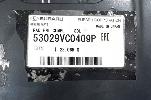 Subaru OE 53029VC0409P ЛІВА БОКОВА ПАНЕЛЬ РАДІАТОРА SUBARU WRX 2022+ OE