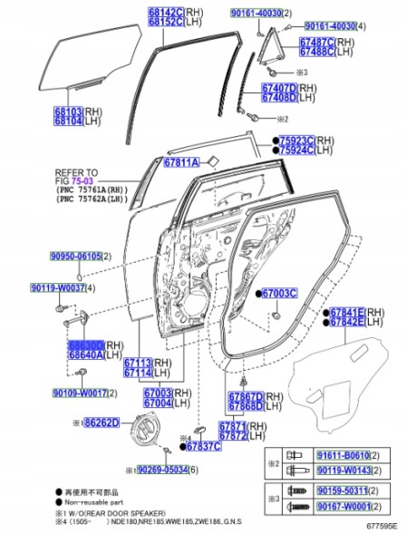 Toyota OE Toyota заводська комплектація 68630-02230 ogranicznik drzwi tył L
