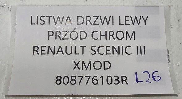Renault OE НОВА НАКЛАДКА ДВЕРІ ОРГ ПЕРЕДНЯ ЛІВА RENAULT SCENIC III 3 ХРОМ 808776103R