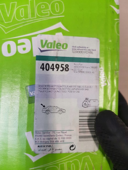 Valeo 404958 Двигун склоочисника правий задній mercedes- benz vito viano w639