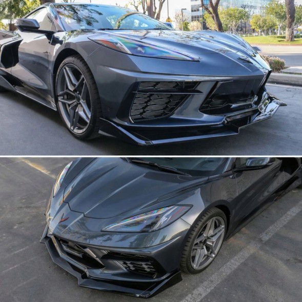 Китай 000-CORV20-CSVZR1 Спойлер-накладка на бампер VZR1, чорний глянс, CHEVROLET CORVETTE C8 2020-24