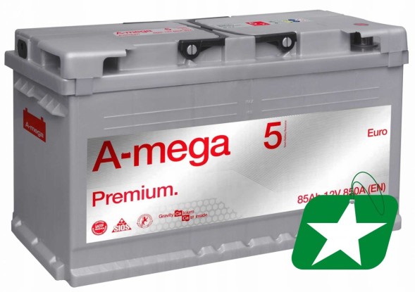Amega 6СТ-85-А3 Amega premium m5 12v 85ah 850a p+ свіжий