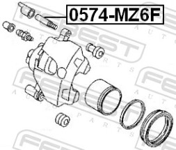 0574 MZ6F FEBEST ВТУЛКА НАПРЯМНА СУПОРТА ГАЛЬМІВНОГО ПЕРЕДНЬОГО