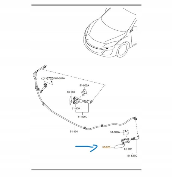 Mazda OE BHB6518H181 Насадка ліва омивача - Mazda 3 BL BHB6518H1 81