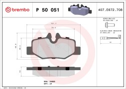 P50051 BREMBO Комплект гальмівних колодок з 4 шт дисків