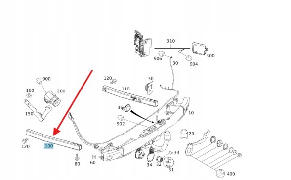 Mercedes-Benz OE Підсилення заднє ліве до гачка Mercedes C-Class W204 A2046100525