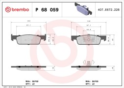 P68059 BREMBO Комплект гальмівних колодок з 4 шт дисків