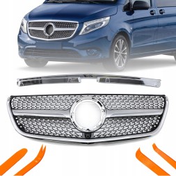 TOPGER KRG-ME-239 XX РЕШІТКА РАДІАТОРА MERCEDES DB VITO W447 2020- СРІБЛЯСТА ДІАМАНТ