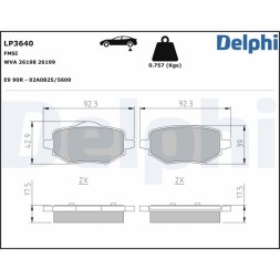 LP3640 DELPHI Комплект гальмівних колодок з 4 шт дисків