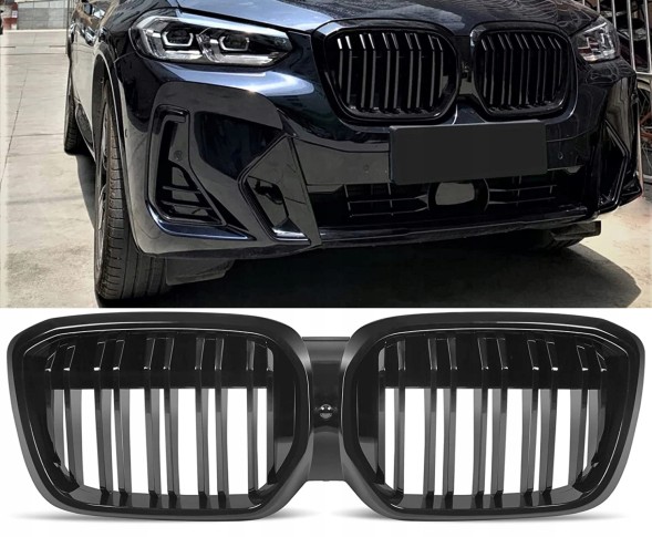 Proteile A080801 АТРАПА РЕШІТКИ РАДІАТОРА BMW iX3 G08 LCI FACELIFT 2021+ ЧОРНИЙ ГЛЯНЕЦЬ З ДВОЙНИМИ ЛАМЕЛЯМИ