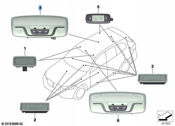 BMW OE 63319490433 Задній центральний світлодіодний ліхтар салону BMW X7 G07