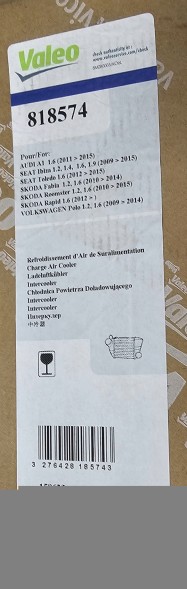 Valeo 818574 Новий охолоджувач повітря інтеркулер vw / seat / skoda / audi - 818574