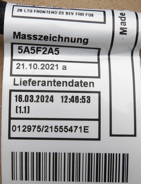 BMW OE BMW U11 U12 ПРОВОД МОНТАЖУ ПЕРЕДНЬОГО БАМПЕРА 5A5F2D0 (НОВИЙ)