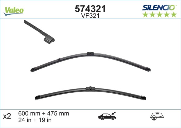 574321 VALEO Комплект стеклоочистителей