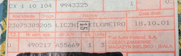 Fiat OE Лічильник спідометра Fiat Uno 95-10 OE 9943325