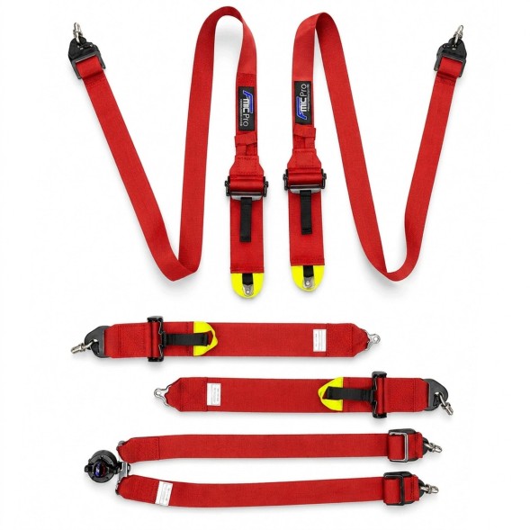 FMIC FP-HARNESS-31-003 Спортивні ремені під HANS з омологацією FIA, 6-точкові, 3", червоні FMIC Pro