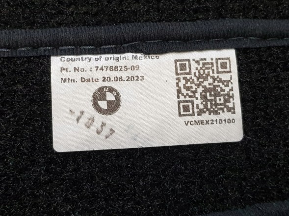 BMW OE 7478825 51477478825 НОВІ ОРИГІНАЛЬНІ Килимки автомобільні велюрові 4 шт. BMW X5 G05 7478825