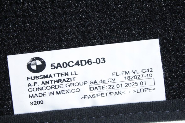 BMW OE 5A0C4D6 51475A0C4D6 5A35AF0 #BNZ ОРИГІНАЛЬНІ ОЕМ ЧОРНІ ВЕЛЮРОВІ КИЛИМКИ КОМПЛЕКТ BMW G42 G87 M2
