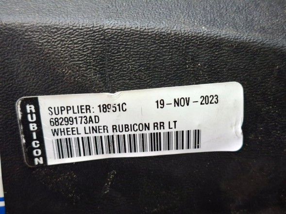 Jeep OE S27730354 ЗАДНЄ ЛІВЕ КРИЛО JEEP WRANGLER JL RUBICON 17- OEM 68299173AD