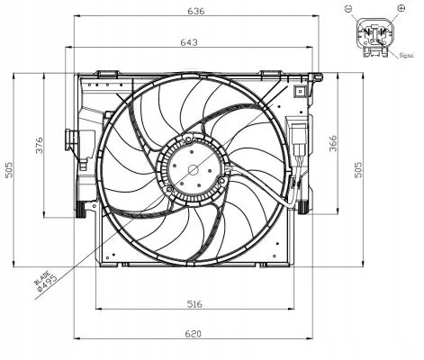 NRF 47956 Вентилятор радіатора з рамою 47956 nrf bmw 1 2 3