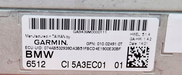BMW OE Garmin Headunit Аудіо навігація 5A3EC01