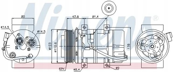 Nissens 89069 Компресор компресора кондиціонера 89069 nissens