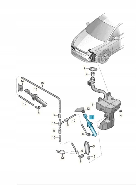 Volkswagen OE 510955965A Циліндр підйому форсунок омивача фар з кріпленням ASO VW