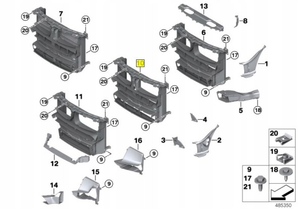 BMW OE 51648055208 НАПРАВЛЯЮЧА ПОВІТРЯ ЗАБІРНИКА ПІДСИЛЕННЯ ПЕРЕДНЯ BMW X5 F15 X6 F16