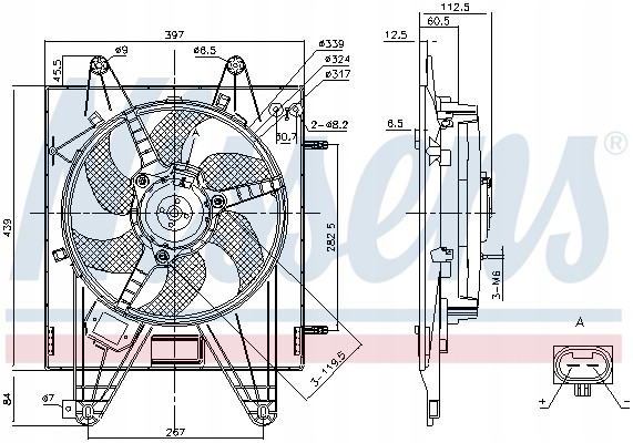 Walker 85166 NISSENS ВЕНТИЛЯТОР РАДІАТОРА FIAT BRAVA 1.4-1.6 95р