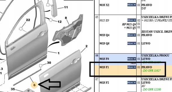Citroen OE УЩІЛЬНЮВАЧ ДВЕРЕЙ CITROEN C5 (Х7) OE 9025F1