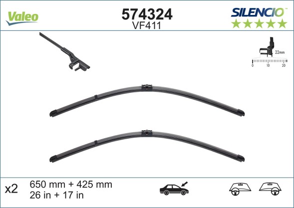 574324 VALEO Комплект стеклоочистителей